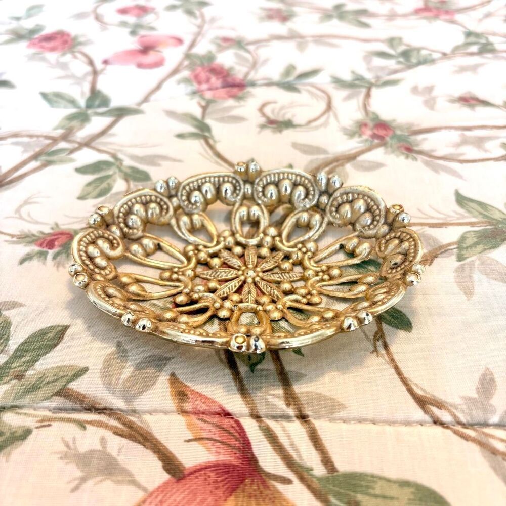 Vintage 1960s Soap Dish, American Tack & Howe, Gold Heavy Metal Brass